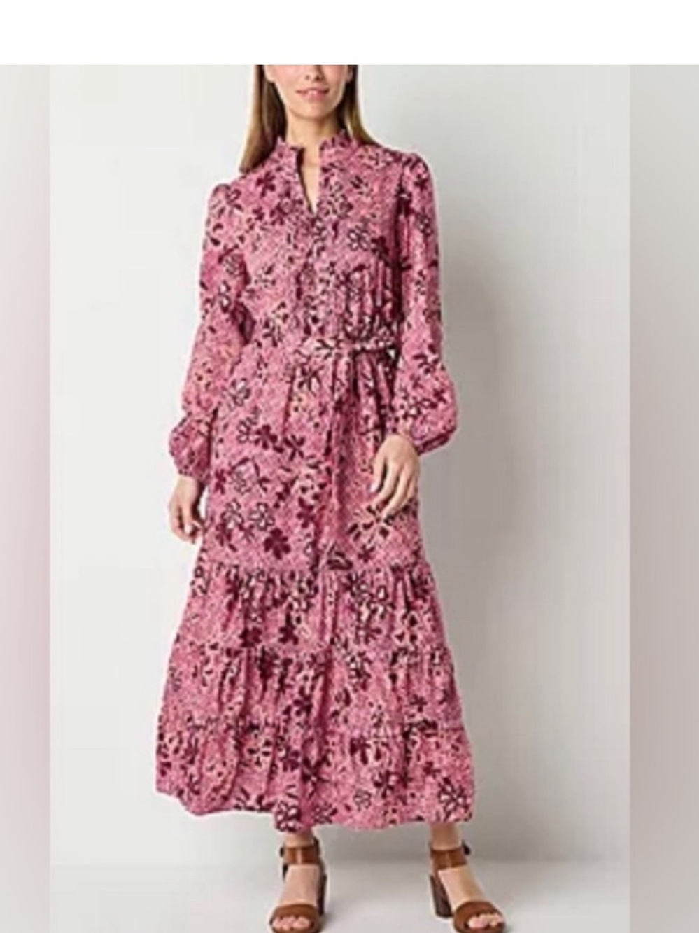 Ryegrass Woman's Floral Summer Farm-House Prairie Tiered Cotton Maxi Dress Sz XL